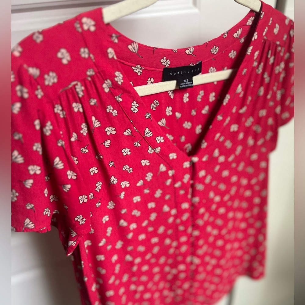 SANCTUARY- Women's Red Floral Top XXS
